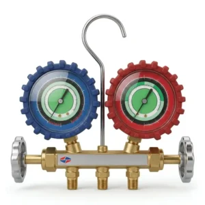 Professional 2-Way Brass Manifold Gauge Set with Hoses